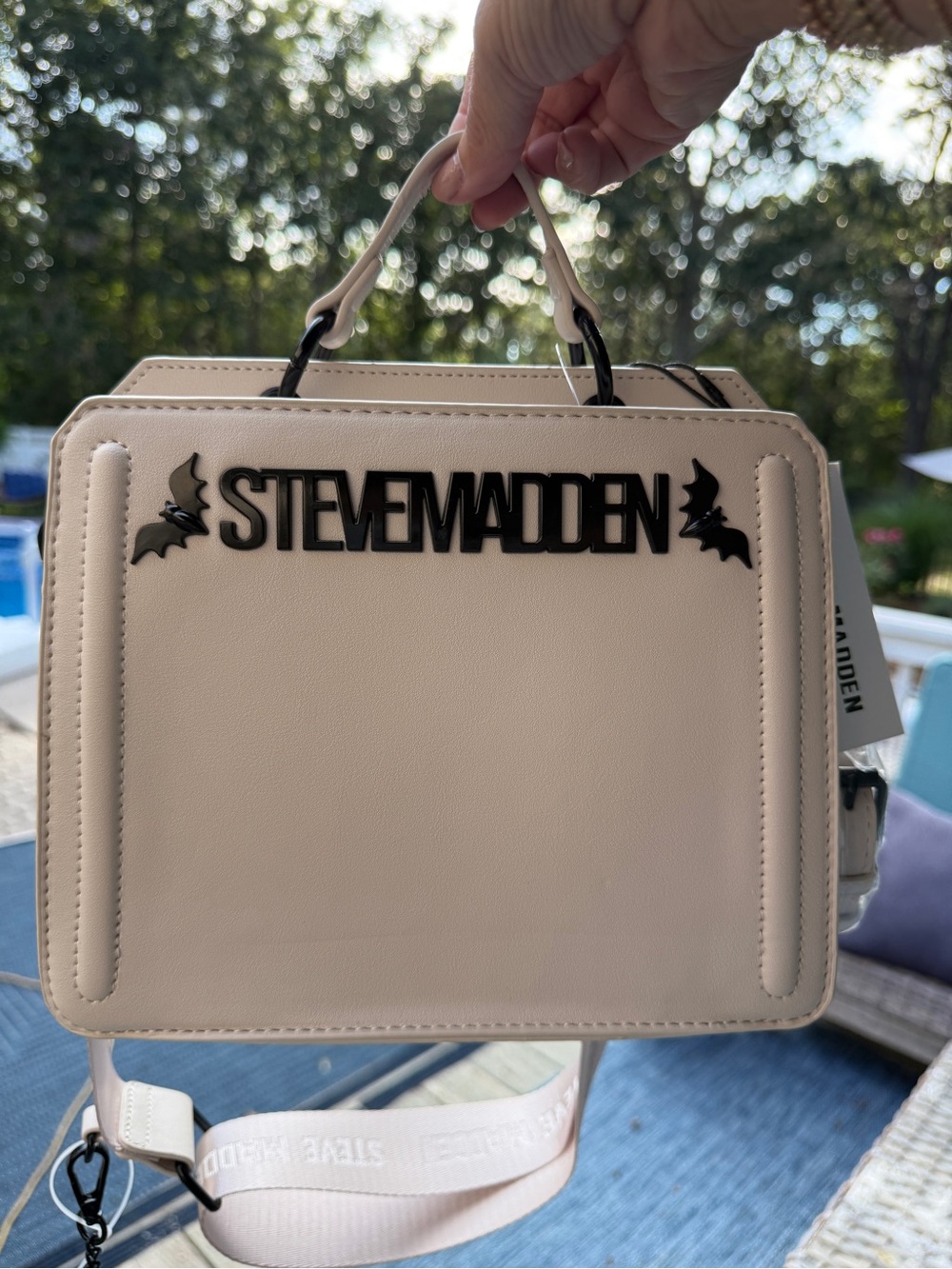 Steve Madden Halloween Bat Crossbody Satchel Bag Cream NWT + Mini Pouch